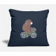 Bear Biking Mountain Bike Bicycle Cycling Gift Navy Pillow